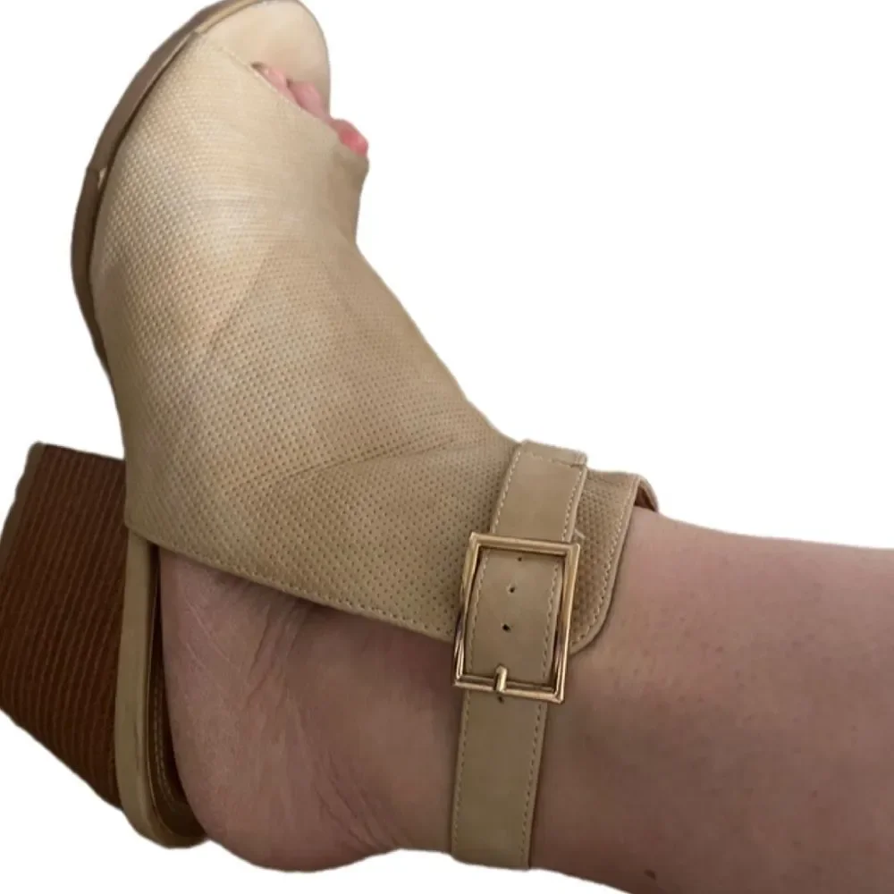 Black / neutral espadrille open toe sandal wedge heels 2 pair
